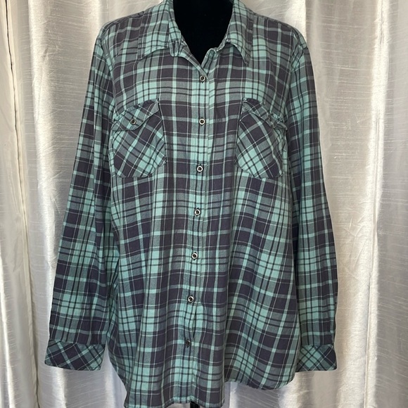 Natural Reflections Women’s Size XXL Blue Plaid Button Up Long Sleeve Shirt - Picture 1 of 8